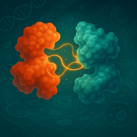 Illustration of two proteins interacting